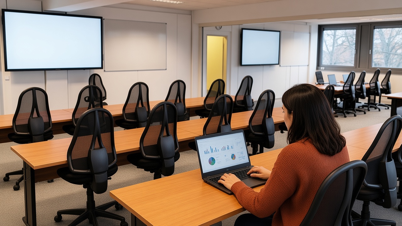 Arbeit am Laptop im Kurs